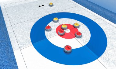Curling oynamak için buz arenasının 3 boyutlu canlandırması