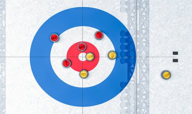 Curling oynamak için buz arenasının 3 boyutlu canlandırması