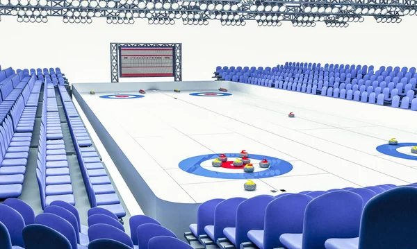 Render Ice Arénában Játszani Curling — Stock Fotó