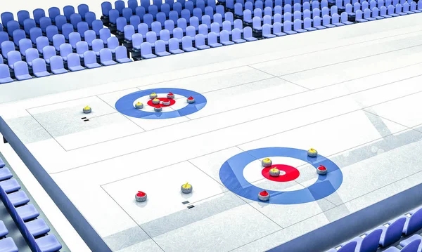 Render Ice Arénában Játszani Curling — Stock Fotó