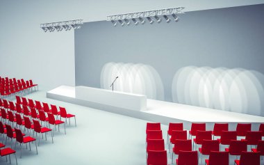 Konferans salonunun sandalyeli 3D görüntüsü