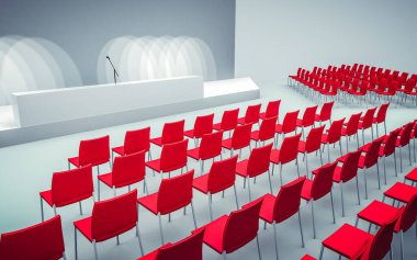 Konferans salonunun sandalyeli 3D görüntüsü