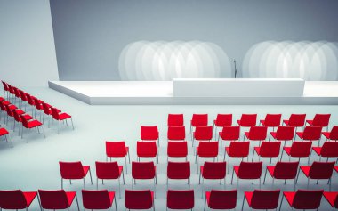 Konferans salonunun sandalyeli 3D görüntüsü