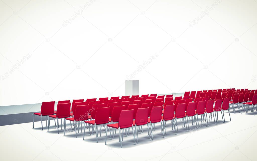 3d Illustration of Conference hall with chairs
