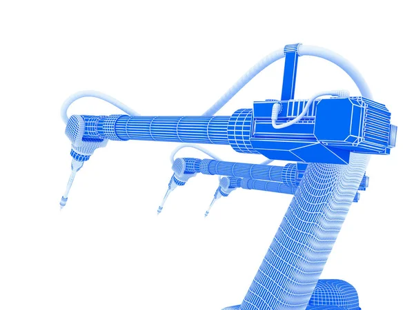 Beyaz Üzerine İzole Edilmiş Endüstriyel Robotun 3D çizimi — Stok fotoğraf