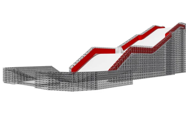 3d illustration of a Snowboard and freestyle Ramp — Stock Photo, Image