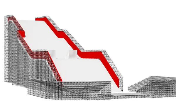 Snowboard ve freestyle Ramp 'in 3D çizimi — Stok fotoğraf