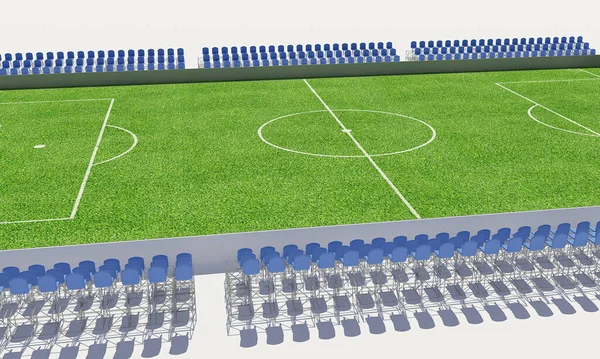 Illustrazione 3D di un campo di calcio — Foto Stock