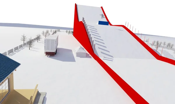 3d illustration of a Snowboard and freestyle Ramp — Stock Photo, Image