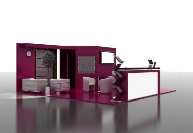 Bir sergi standının 3D çizimi