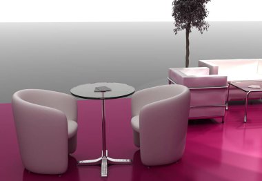 Bir sergi standının 3D çizimi