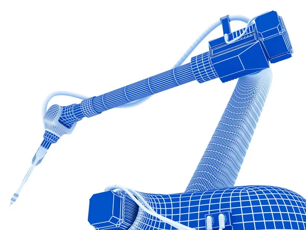 白に隔離された産業用ロボットの3Dイラスト — ストック写真