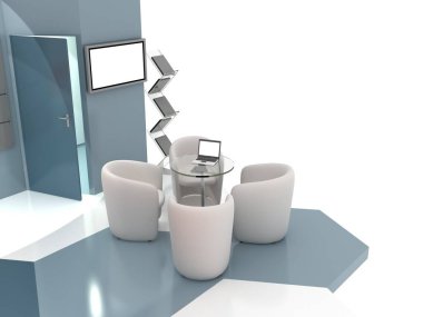 Bir sergi standının 3D çizimi