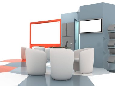 Bir sergi standının 3D çizimi