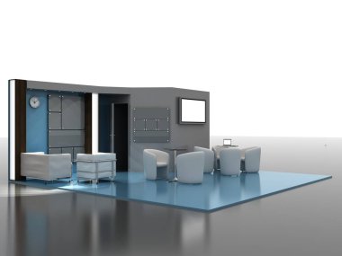 Bir sergi standının 3D çizimi