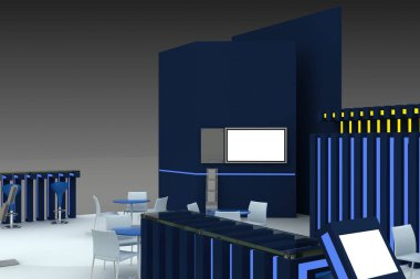 Bir sergi standının 3D çizimi