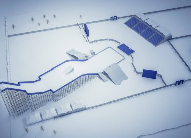 Snowboard ve freestyle Ramp 'in 3D çizimi