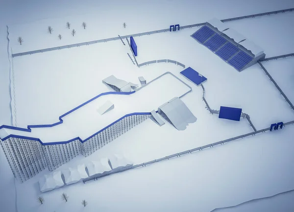 3D απεικόνιση ενός snowboard και freestyle Ramp — Φωτογραφία Αρχείου