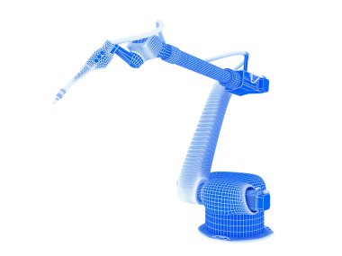 Beyaz Üzerine İzole Edilmiş Endüstriyel Robotun 3D çizimi