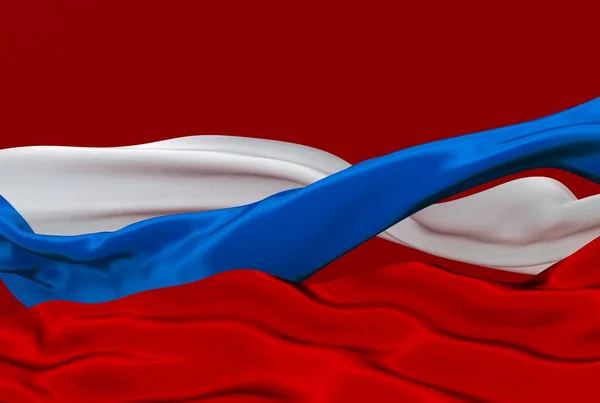 3d ilustracja rosyjskich trójkolorowych wstążek Flaga Macha na czerwono — Zdjęcie stockowe