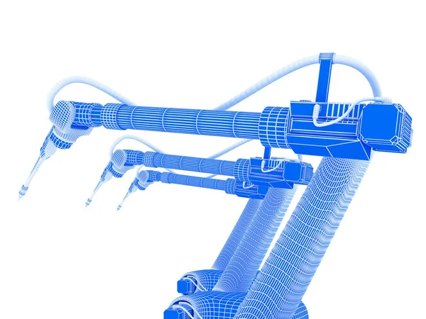 3d 흰색으로 고립 된 산업용 로봇을 묘 사 한 삽화 — 스톡 사진