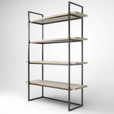 Modern bir tavan arası rafının 3D çizimi