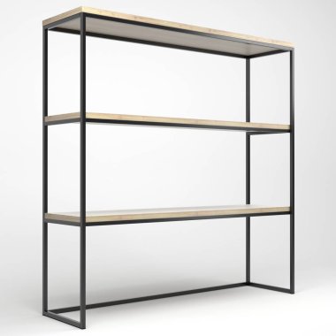 Modern bir tavan arası rafının 3D çizimi