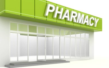 Bir eczanenin 3 boyutlu illüstrasyonu