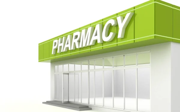 Illustrazione 3D di un negozio di farmacie — Foto Stock