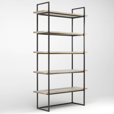 Modern bir tavan arası rafının 3D çizimi