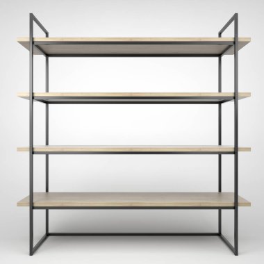 Modern bir tavan arası rafının 3D çizimi