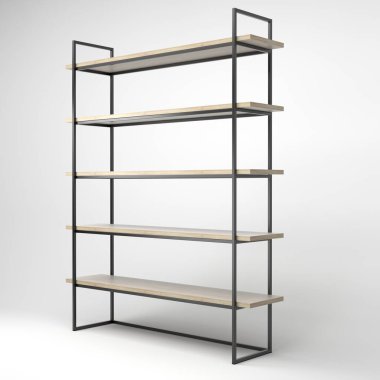 Modern bir tavan arası rafının 3D çizimi