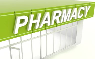 Bir eczanenin 3 boyutlu illüstrasyonu