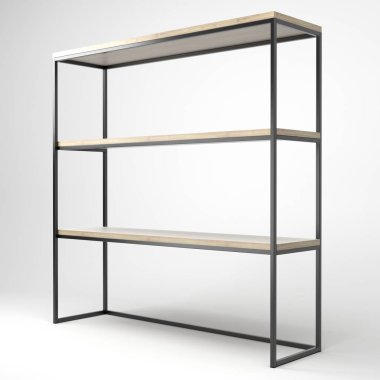 Modern bir tavan arası rafının 3D çizimi