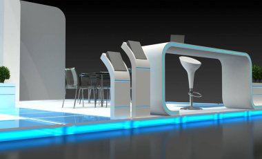 Bir sergi standının 3D çizimi