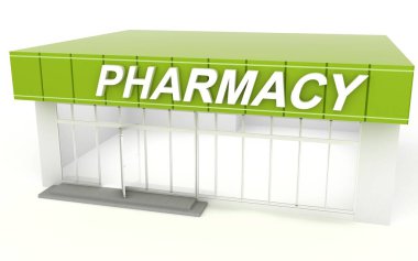 Bir eczanenin 3 boyutlu illüstrasyonu
