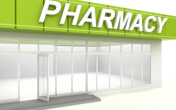 3D иллюстрация аптечного магазина — стоковое фото