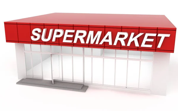 3D ilustracja supermarketu — Zdjęcie stockowe