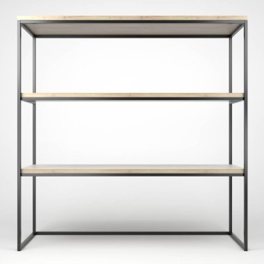 Modern bir tavan arası rafının 3D çizimi