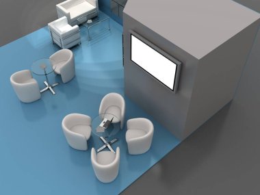 Bir sergi standının 3D çizimi