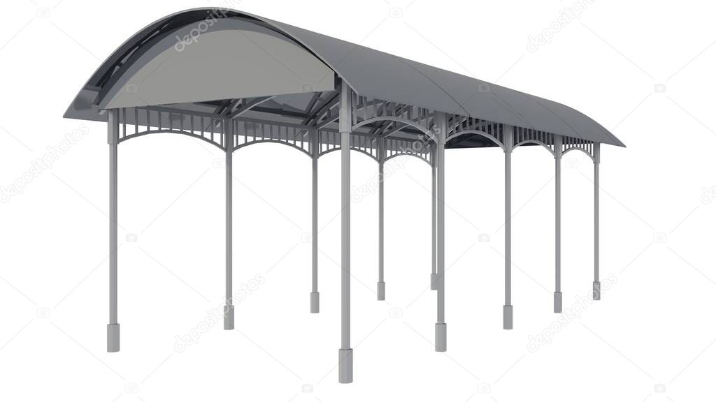 3D illustration of Metal canopy isolated on white