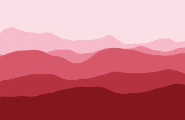 Gün batımında sisli dağlar - Vektör illüstrasyonu