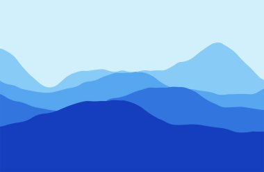 Gün batımında sisli dağlar - Vektör illüstrasyonu