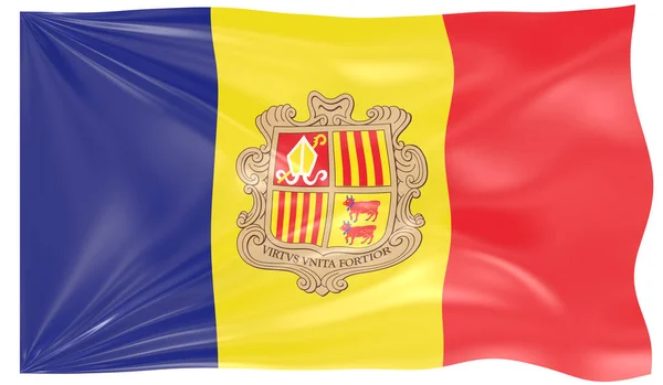 Illustratie Van Een Golvende Vlag Van Andorra — Stockfoto