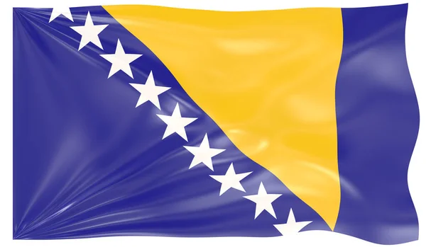 Illustrazione Una Bandiera Sventolata Della Bosnia Erzegovina — Foto Stock