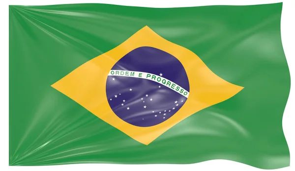 Illustratie Van Een Golvende Vlag Van Brazilië — Stockfoto