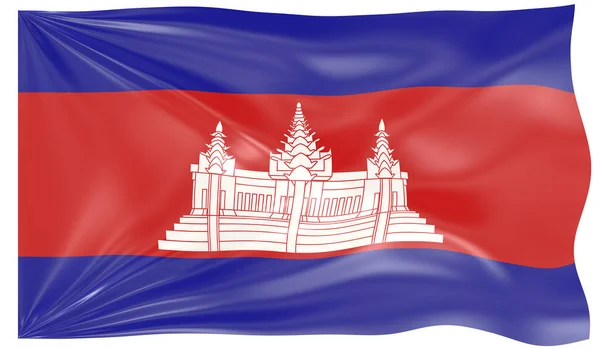 Ilustrace Vlající Kambodžské Vlajky — Stock fotografie