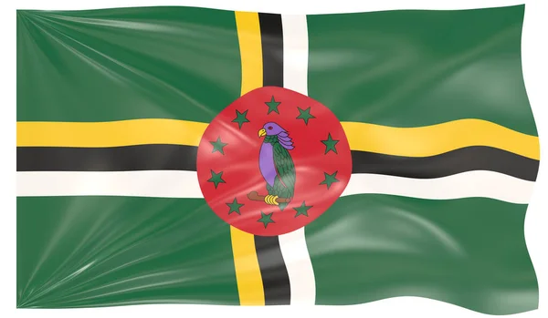 Ilustración Una Bandera Ondeante Dominica — Foto de Stock