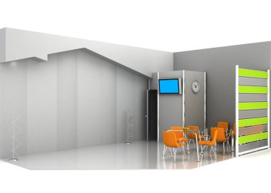 Bir sergi standının 3D çizimi