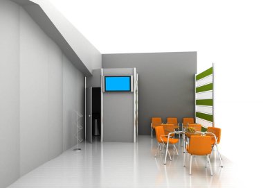 Bir sergi standının 3D çizimi